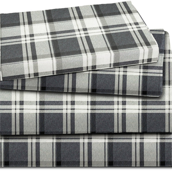 Thread Count Flannel 100 Cotton Flannel Plaid Sheet Set Wayfair